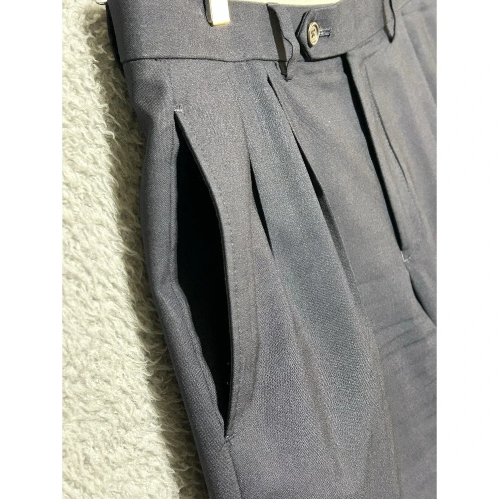 Lauren Ralph Lauren Total Comfort Black Pleated 100% Wool Dress Pants Mens 34X29 - Picture 4 of 10